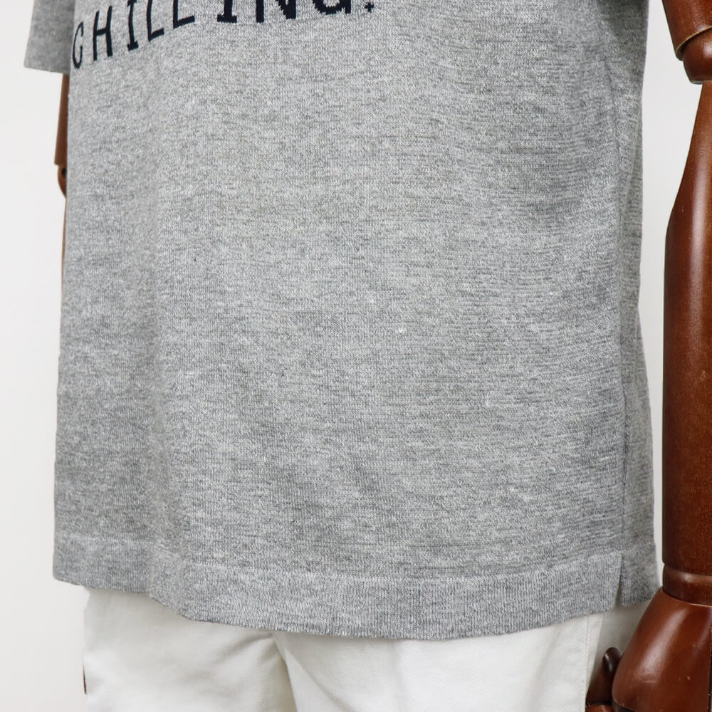 Vandori（ヴァンドリ）リネンコットン レタード Tシャツ【グレー×ネイビー】国内正規品