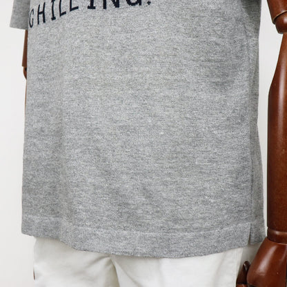 Vandori（ヴァンドリ）リネンコットン レタード Tシャツ【グレー×ネイビー】国内正規品