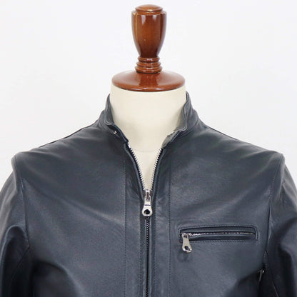 CINQUANTA（チンクワンタ）STAND COLLAR SINGLE RIDERS スタンドカラー シングル ライダース ジャケット シルバージップ【ダークグレー】国内正規品