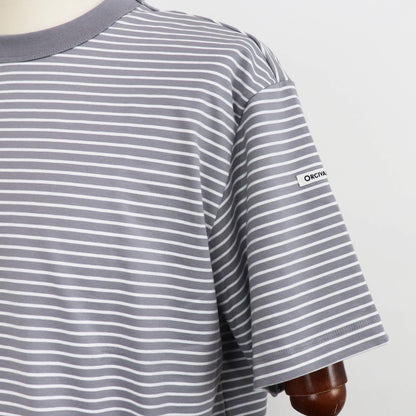 ORCIVAL（オーシバル）コットン ストレッチ クルーネック 半袖Tシャツ【グレー×ホワイト】国内正規品