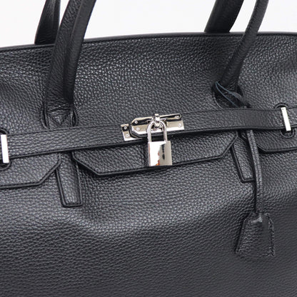 CAVALLERESCO（カヴァレレスコ）シュリンクレザー 被せ付き ボストンバッグ【ブラック×シルバー】国内正規品