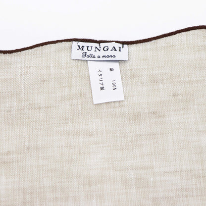 MUNGAI（ムンガイ）ポケットチーフ リネン100% 【ベージュ×ブラウン】国内正規品