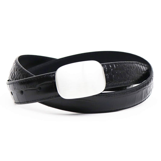 Anderson's（アンダーソンズ）スクエアー真鍮スライドバックル ベルト【ブラック】国内正規品