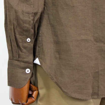 giannetto（ジャンネット）Slim Fit スリムフィット カッタウェイカラー リネン シャツ【ブラウン】国内正規品