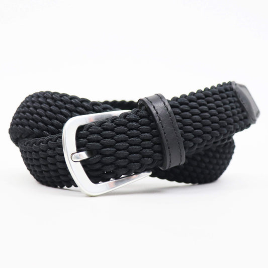 D'AMICO（ダミーコ）レザー×ストレッチメッシュ ベルト【ブラック】国内正規品