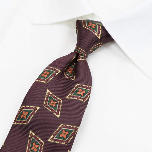 Spacca Neapolis（スパッカ ネアポリス）トレピエゲ 三つ折り シルク タイ【ブラウン】国内正規品