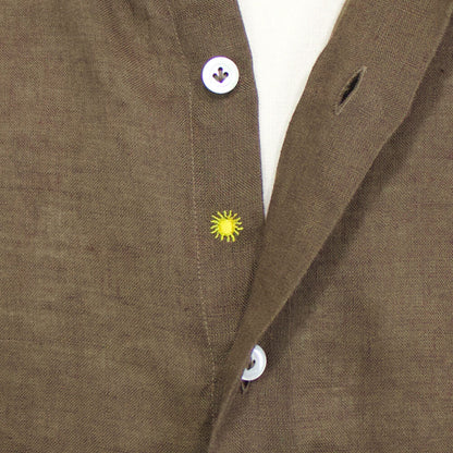 giannetto（ジャンネット）Slim Fit スリムフィット カッタウェイカラー リネン シャツ【ブラウン】国内正規品