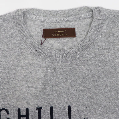 Vandori（ヴァンドリ）リネンコットン レタード Tシャツ【グレー×ネイビー】国内正規品