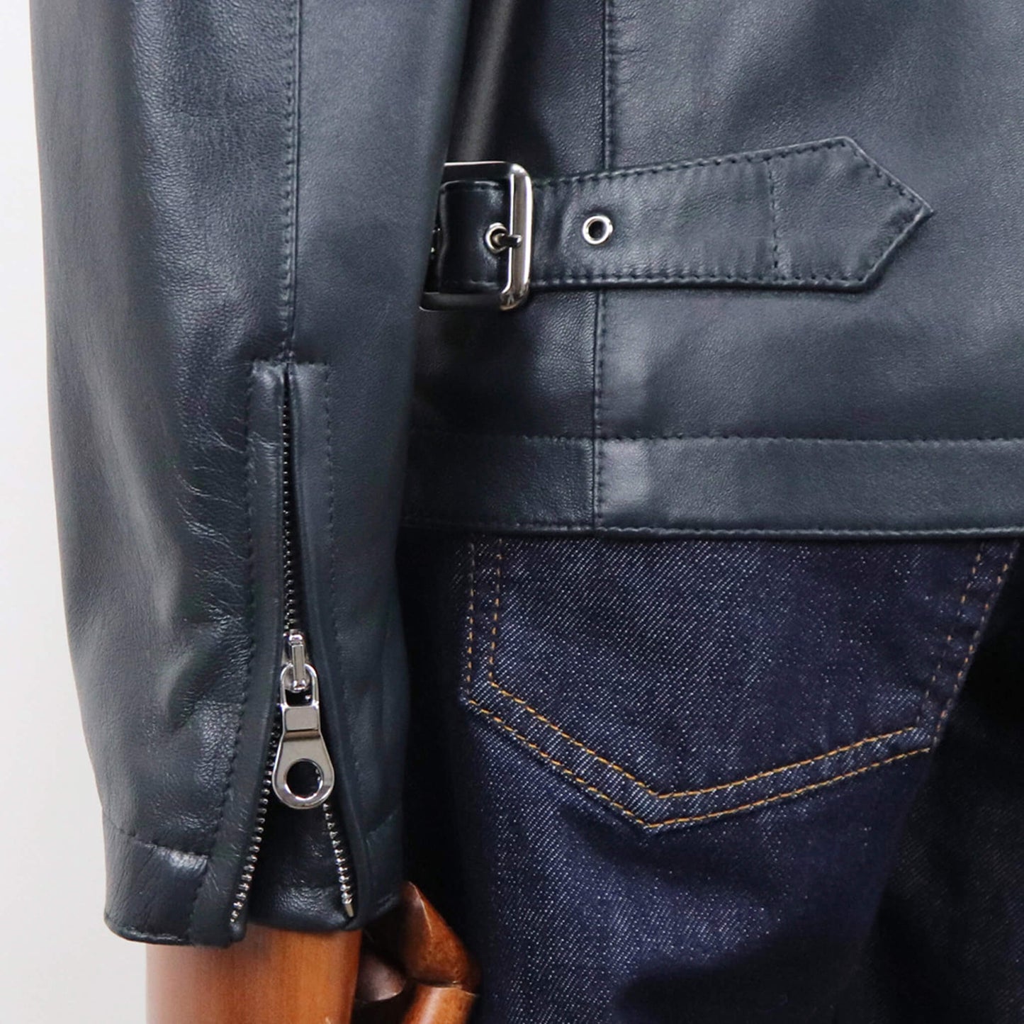 CINQUANTA（チンクワンタ）STAND COLLAR SINGLE RIDERS スタンドカラー シングル ライダース ジャケット シルバージップ【ダークグレー】国内正規品