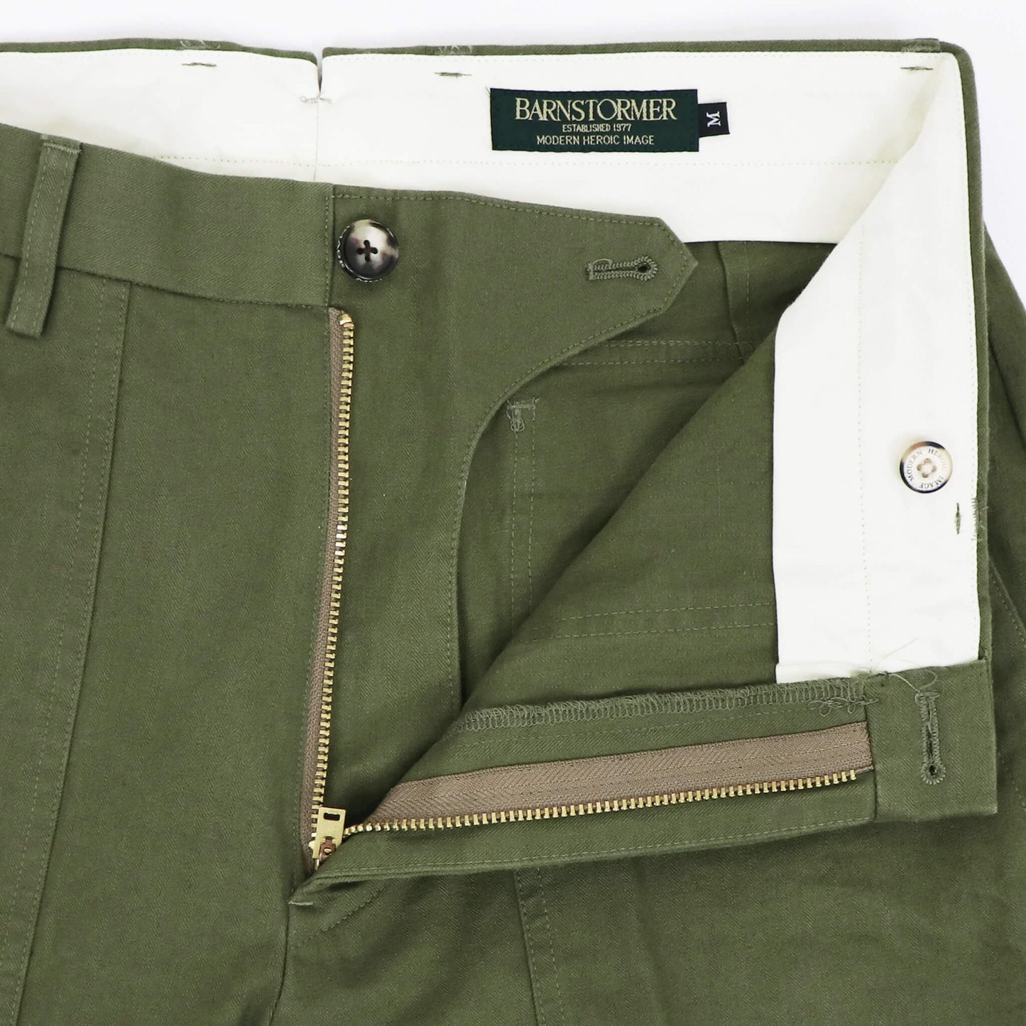 BARNSTORMER（バーンストーマー）DRESS FATIGUE PANTS ドレスファティーグ へリンボーン パンツ 1333-KSP【オリーブ】国内正規品