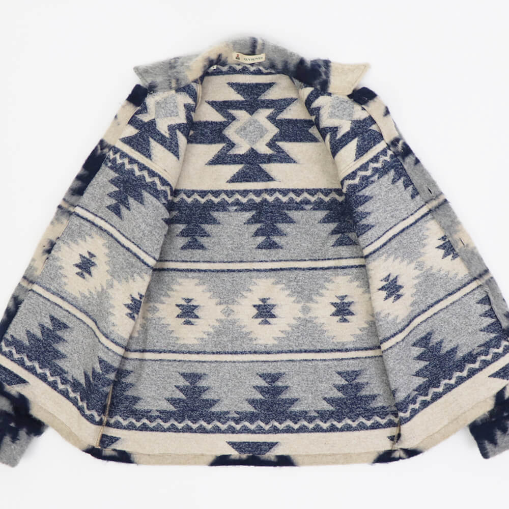 GUY ROVER（ギローバー）シャツブルゾン ネイティブ柄 【アイボリー×ネイビー】国内正規品
