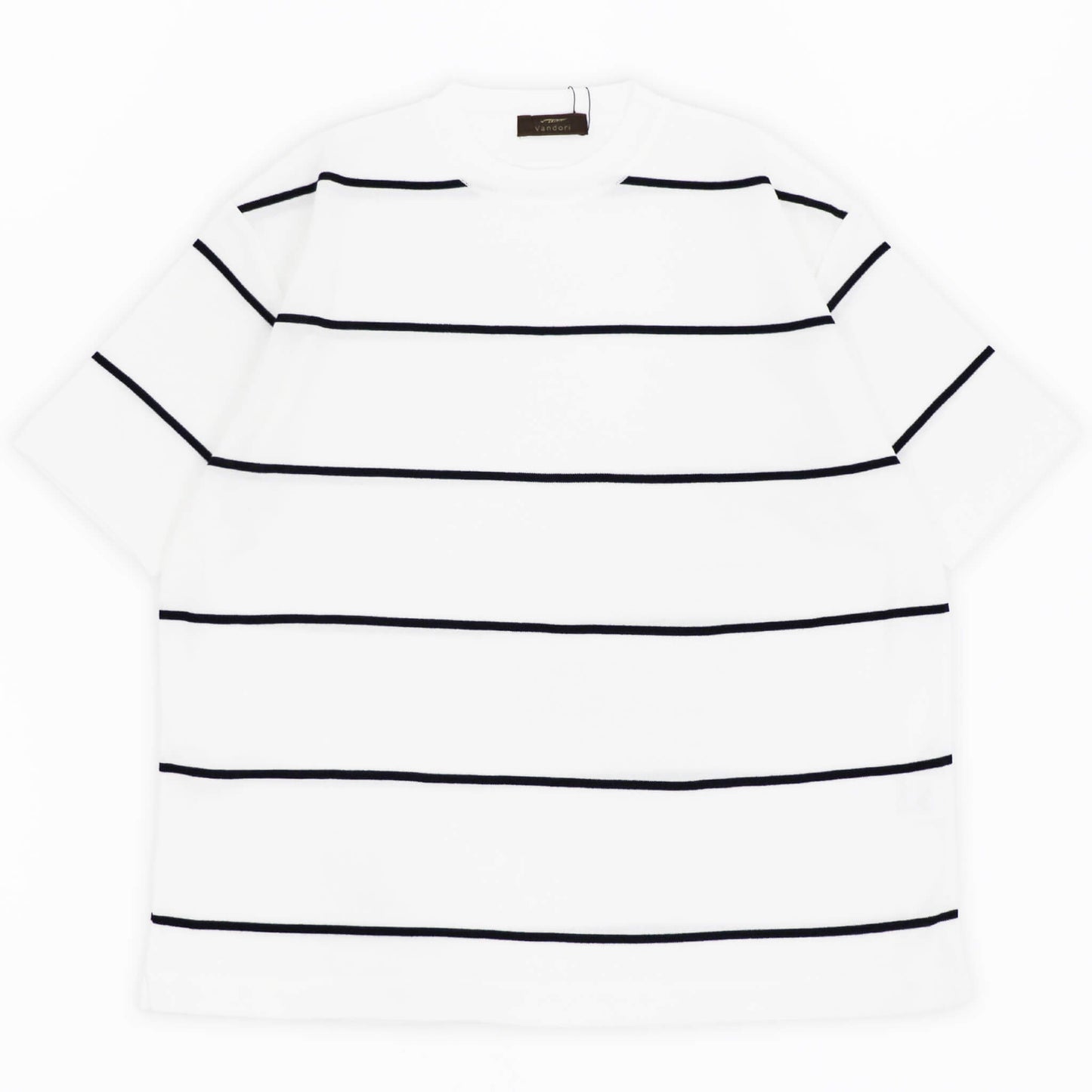 Vandori（ヴァンドリ）ワイドピッチボーダー オーバーサイズ Tシャツ【ホワイト×ブラックネイビー】国内正規品