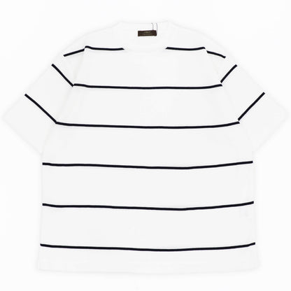 Vandori（ヴァンドリ）ワイドピッチボーダー オーバーサイズ Tシャツ【ホワイト×ブラックネイビー】国内正規品