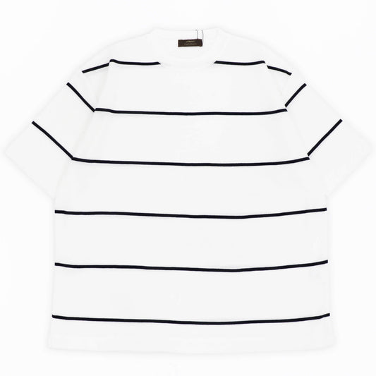 Vandori（ヴァンドリ）ワイドピッチボーダー オーバーサイズ Tシャツ【ホワイト×ブラックネイビー】国内正規品