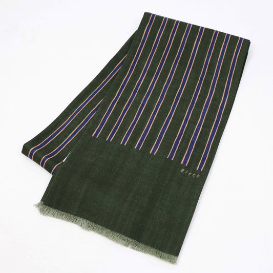 Bleck（ブレック）ストライプ柄 ウール100% ストール【グリーン】国内正規品