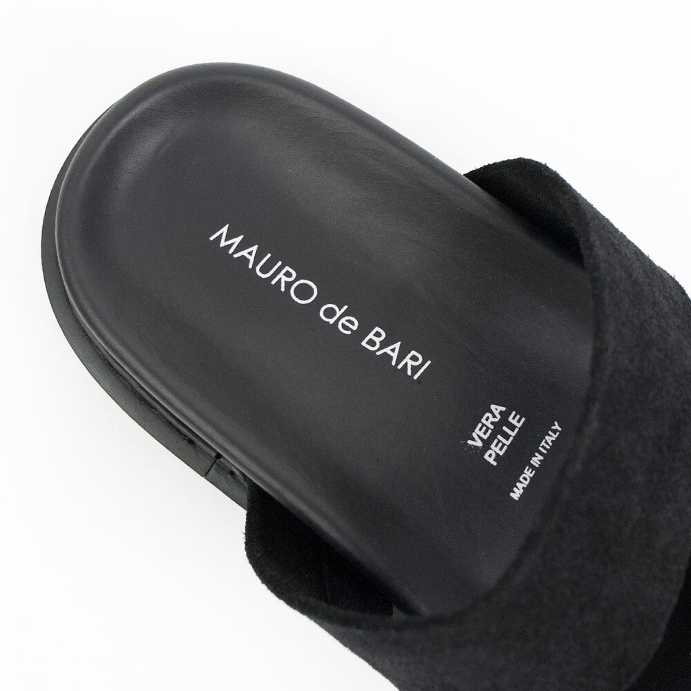 MAURO de BARI（マウロデバーリ）スエード トリプルストラップ サンダル【ブラック】国内正規品