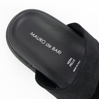 MAURO de BARI（マウロデバーリ）スエード トリプルストラップ サンダル【ブラック】国内正規品