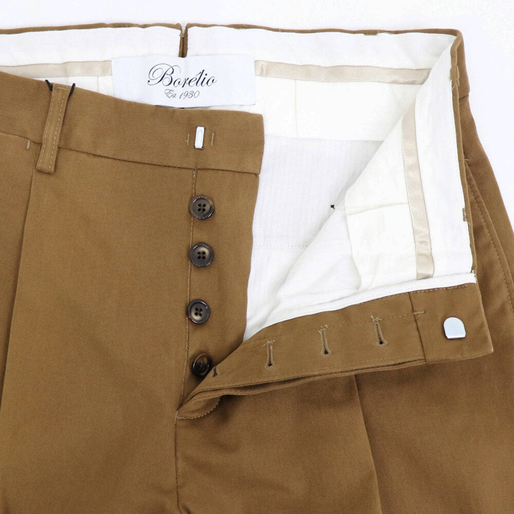 BORELIO（ボレリオ）ワンプリーツ テーパード コットンパンツ【テラコッタ】国内正規品