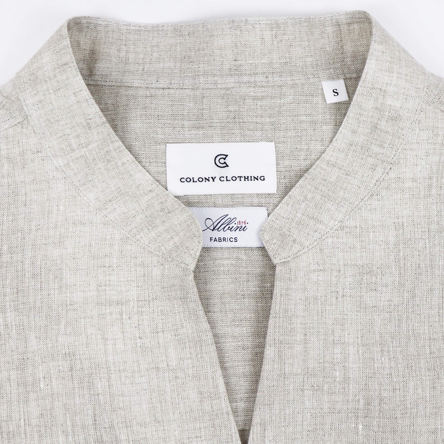COLONY CLOTHING（コロニークロージング）ALBINI LINEN POOL SIDE SHIRT アルビニ リネン バンドカラー シャツ【ベージュ】国内正規品