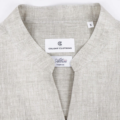 COLONY CLOTHING（コロニークロージング）ALBINI LINEN POOL SIDE SHIRT アルビニ リネン バンドカラー シャツ【ベージュ】国内正規品