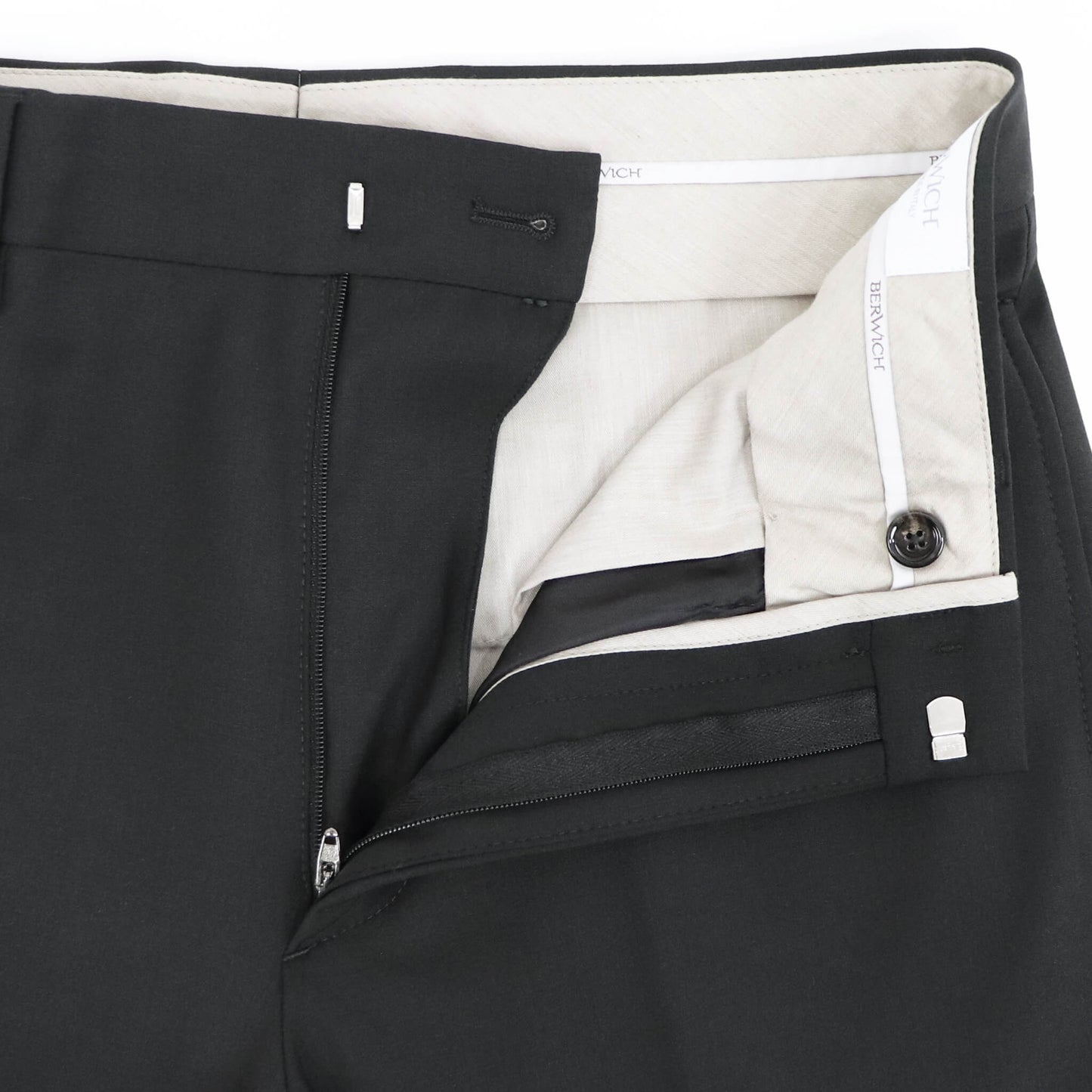 BERWICH（ベルウィッチ）LUCANO LONG ノープリーツ ワイドテーパード ストレッチ パンツ【ブラック】国内正規品