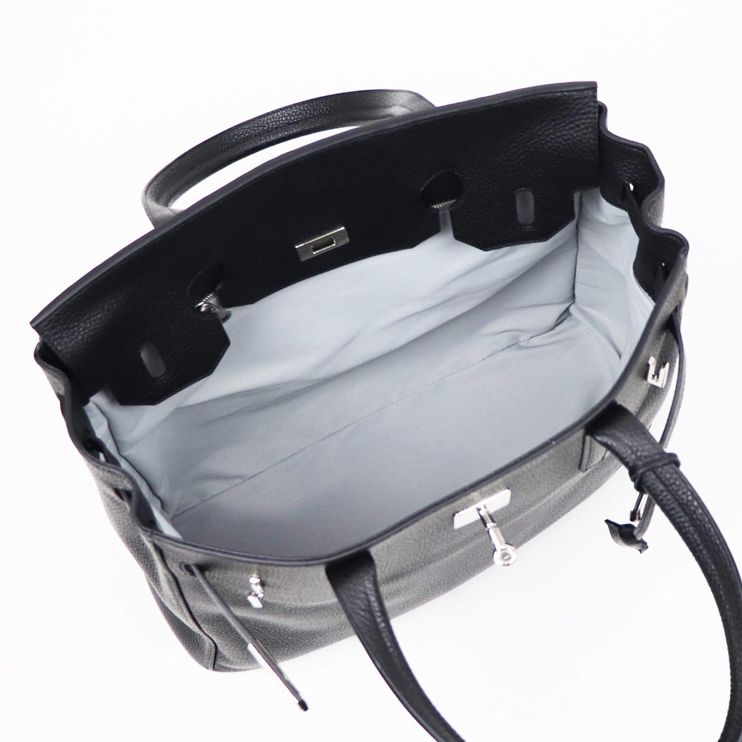 CAVALLERESCO（カヴァレレスコ）シュリンクレザー 被せ付き ボストンバッグ【ブラック×シルバー】国内正規品