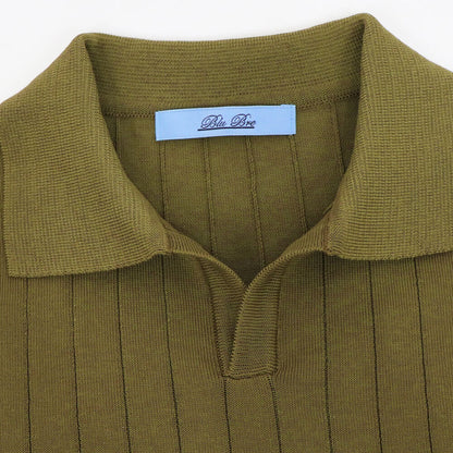 Blu Bre（ブルブレ）コットンニット 針抜きスキッパーポロシャツ【オリーブ】国内正規品