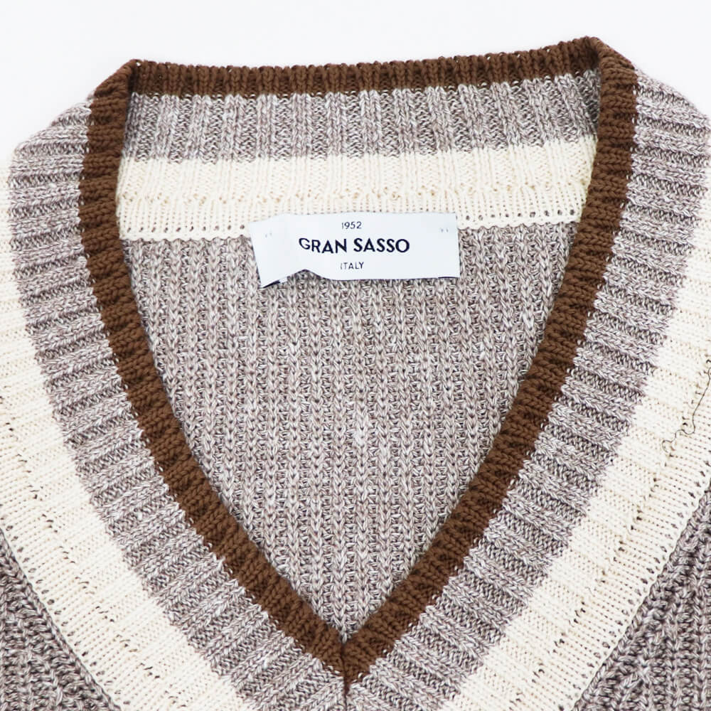 GRAN SASSO（グランサッソ）コットンリネン チルデンニット【ベージュ】国内正規品
