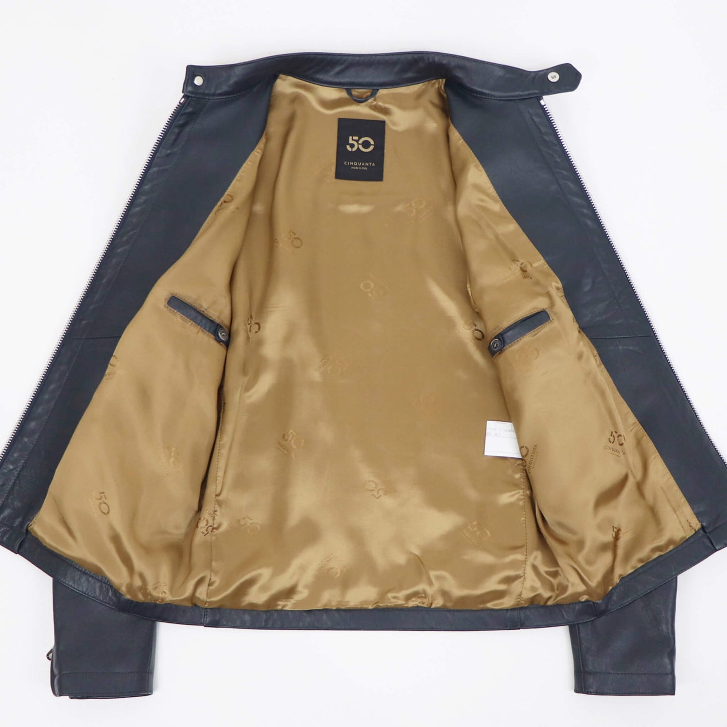 CINQUANTA（チンクワンタ）STAND COLLAR SINGLE RIDERS スタンドカラー シングル ライダース ジャケット シルバージップ【ダークグレー】国内正規品