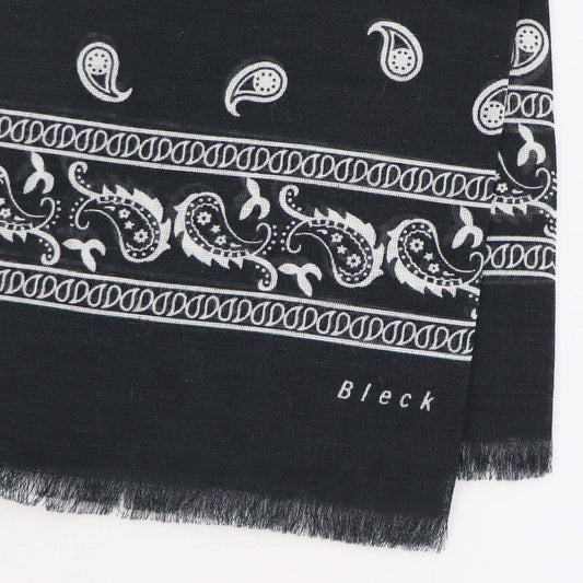 Bleck（ブレック）ペイズリー柄 コットンリネンシルクストール【ブラック】国内正規品