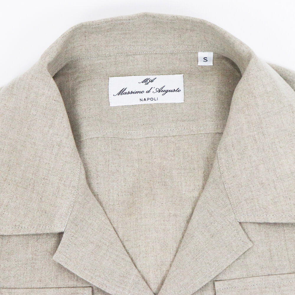 Massimo d' Augusto（マッシモ ダウグスト）ALFREDO アルフレッド リネン サファリ シャツ ジャケット【ベージュ】国内正規品