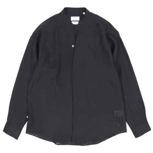 COLONY CLOTHING（コロニークロージング）ALBINI LINEN POOL SIDE SHIRT アルビニ リネン バンドカラー シャツ【ブラック】国内正規品