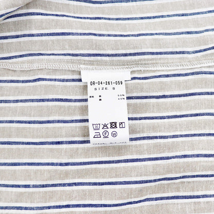 ORIAN（オリアン）バンドカラー ストライプ コットンリネンシャツ【ベージュ】国内正規品