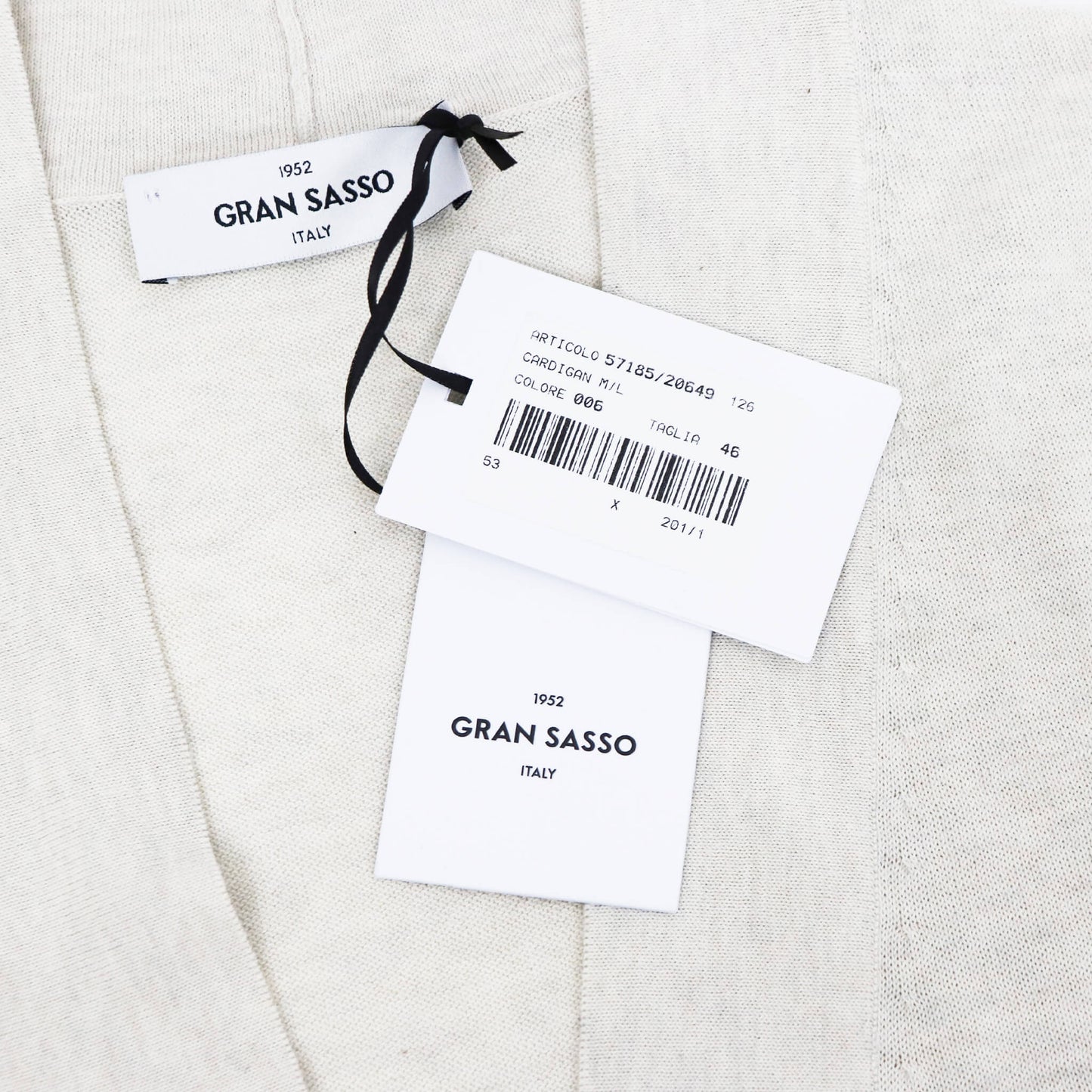 GRAN SASSO（グランサッソ）ボタンレスカーディガン コットン【ライトベージュ】国内正規品