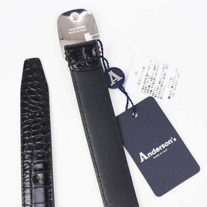 Anderson's（アンダーソンズ）スクエアー真鍮スライドバックル ベルト【ブラック】国内正規品