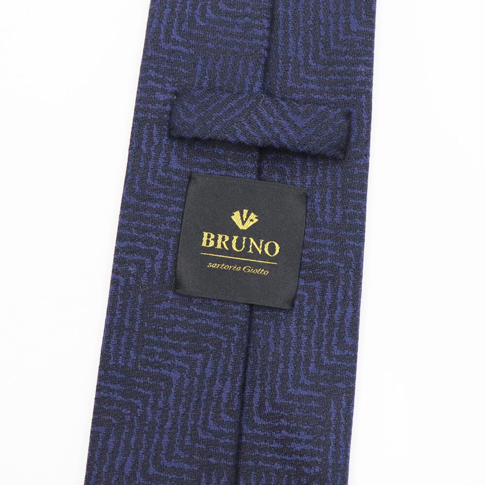 BRUNO（ブルーノ）スフォデラートトレピエゲ ウールタイ ZIGNONE ジニョーネ 生地使用 トレピエゲ 三つ折り ウール ネクタイ【ネイビー】正規販売店