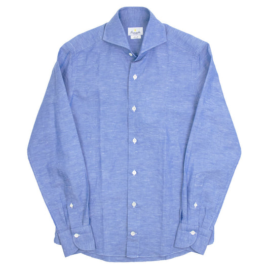 giannetto（ジャンネット）Vinci fit ワイドカラー コットン リネン シャツ【ブルー】国内正規品