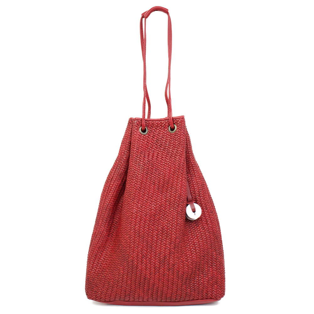 FATTORIA del CUOIO（ファットリアデルクオーイオ）イントレチャート 巾着 レザーバッグ【レッド】国内正規品