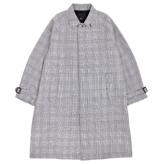 ES:S（エス）シェットランドウール グレンチェック ステンカラーコート【ブラック×ホワイト】国内正規品