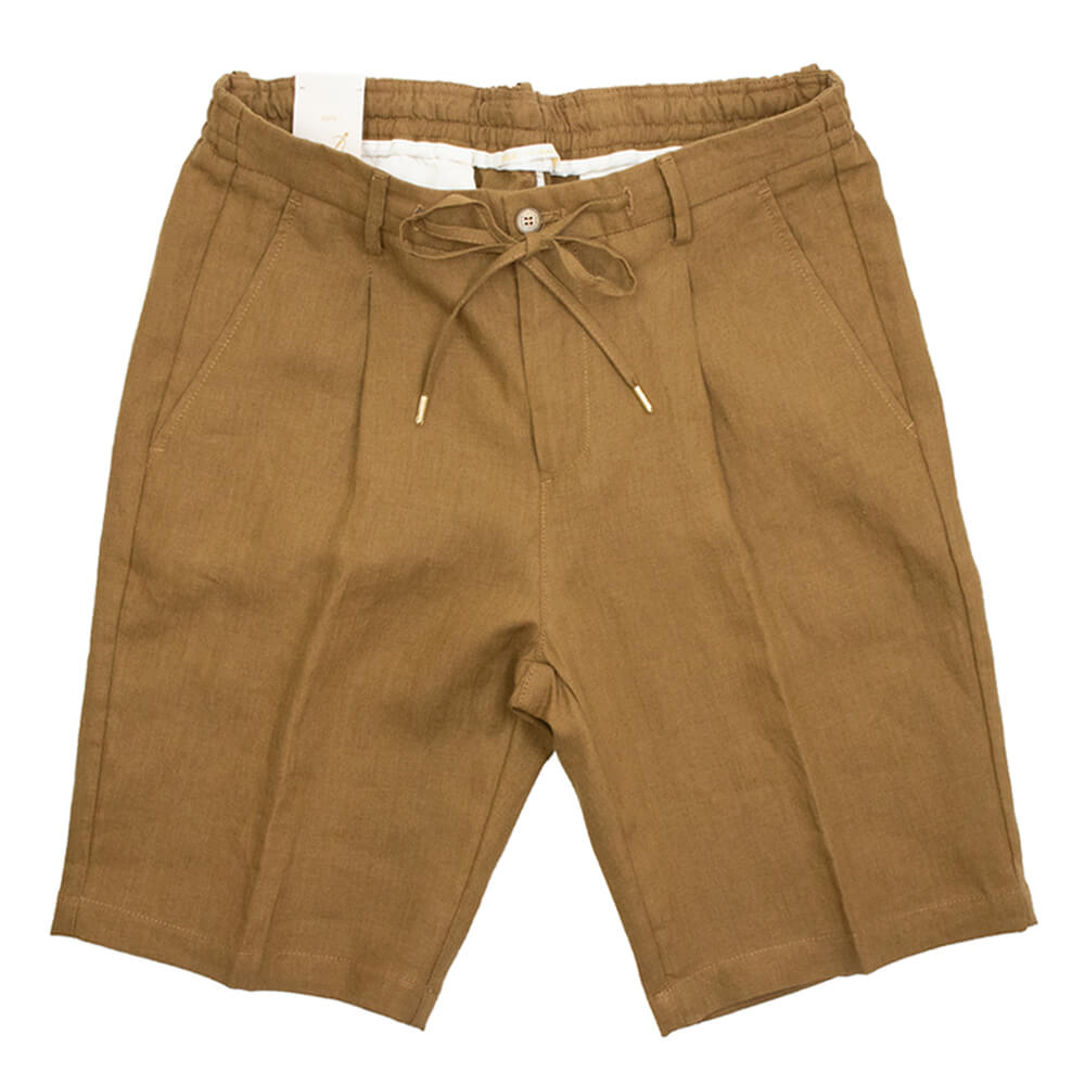 BRIGLIA 1949（ブリリア 1949）1プリーツ ドローコード リネン ショートパンツ【テラコッタ】国内正規品