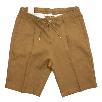 BRIGLIA 1949（ブリリア 1949）1プリーツ ドローコード リネン ショートパンツ【テラコッタ】国内正規品