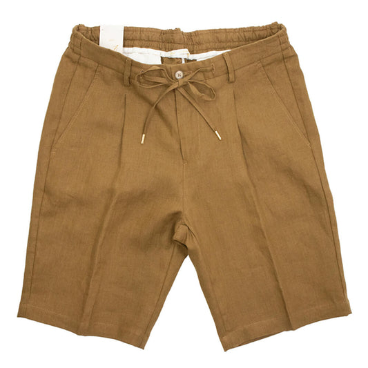 BRIGLIA 1949（ブリリア 1949）1プリーツ ドローコード リネン ショートパンツ【テラコッタ】国内正規品