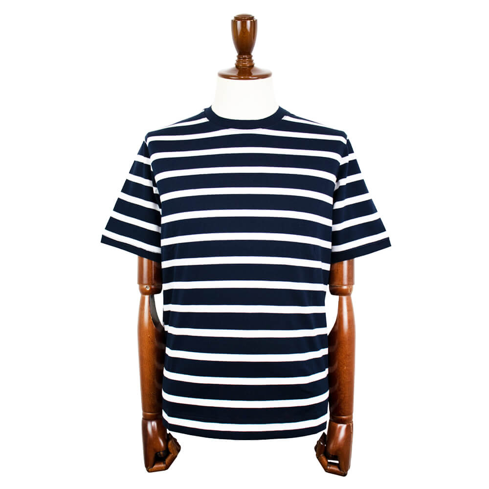 CIRCOLO 1901（チルコロ 1901）ボーダー柄 ストレッチ コットン Tシャツ【ネイビー×ホワイト】国内正規品