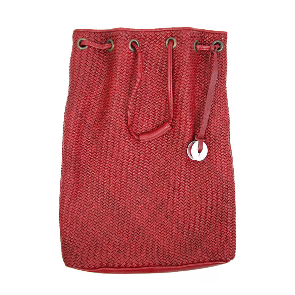 FATTORIA del CUOIO（ファットリアデルクオーイオ）イントレチャート 巾着 レザーバッグ【レッド】国内正規品