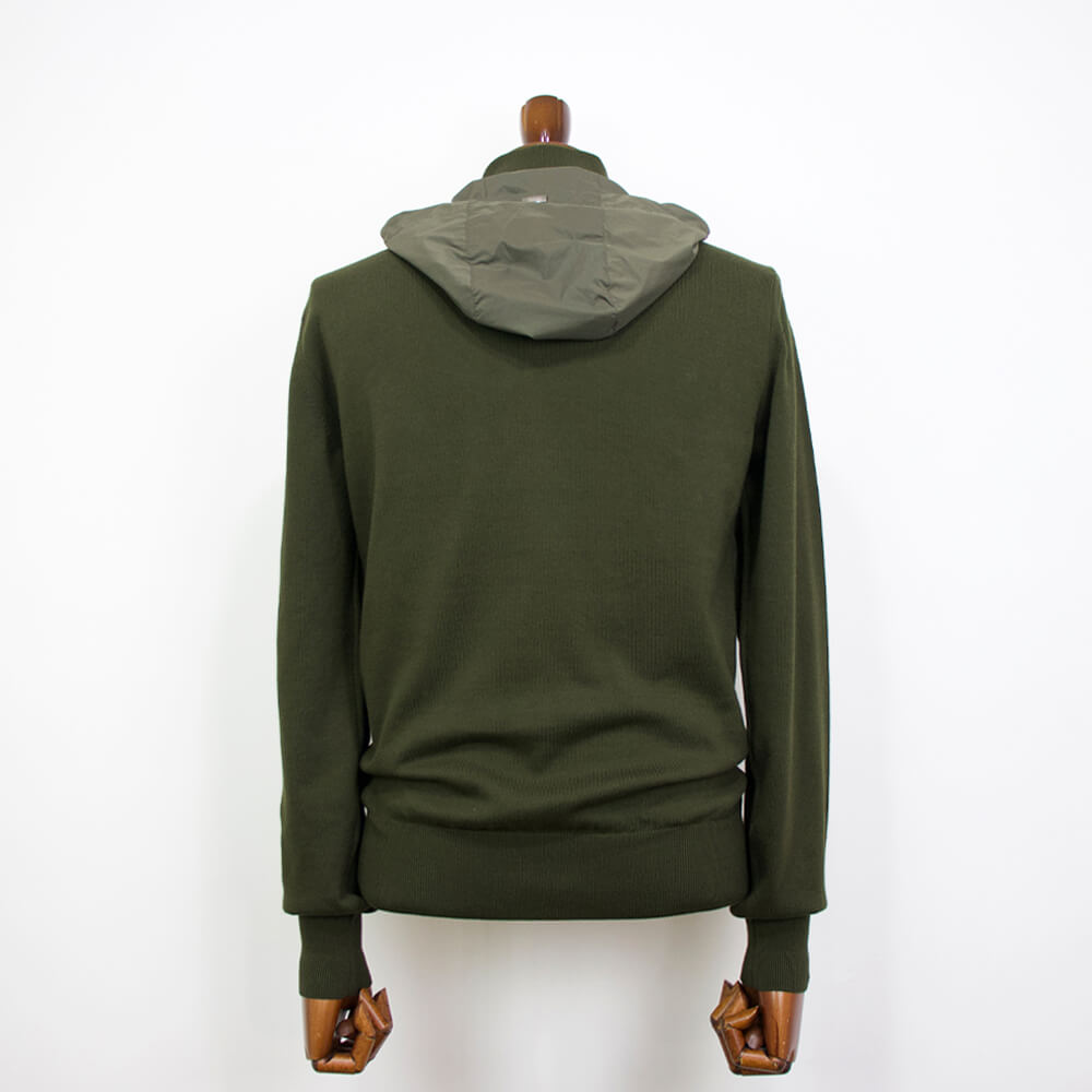 HERNO（ヘルノ）ナイロン×ニット 切り替え ハイブリッド ダブルジップ ブルゾンMC000157U【カーキ】国内正規品