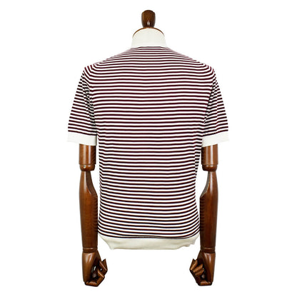 FILIPPO DE LAURENTIIS（フィリッポ デ ローレンティス）ボーダー柄 ハイゲージ コットン ニット Tシャツ【ホワイト×テラコッタ】国内正規品