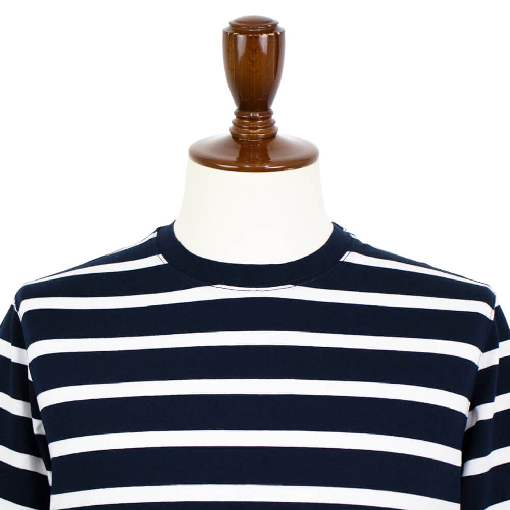 CIRCOLO 1901（チルコロ 1901）ボーダー柄 ストレッチ コットン Tシャツ【ネイビー×ホワイト】国内正規品