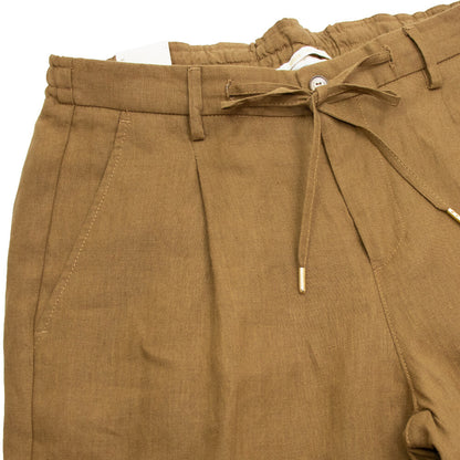 BRIGLIA 1949（ブリリア 1949）1プリーツ ドローコード リネン ショートパンツ【テラコッタ】国内正規品