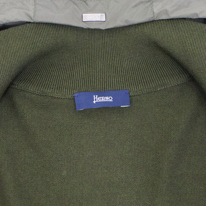 HERNO（ヘルノ）ナイロン×ニット 切り替え ハイブリッド ダブルジップ ブルゾンMC000157U【カーキ】国内正規品
