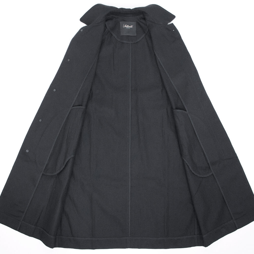 Solleciti（ソレシティ）コットンツイル ベルテッド バルカラー コート【ブラック】国内正規品